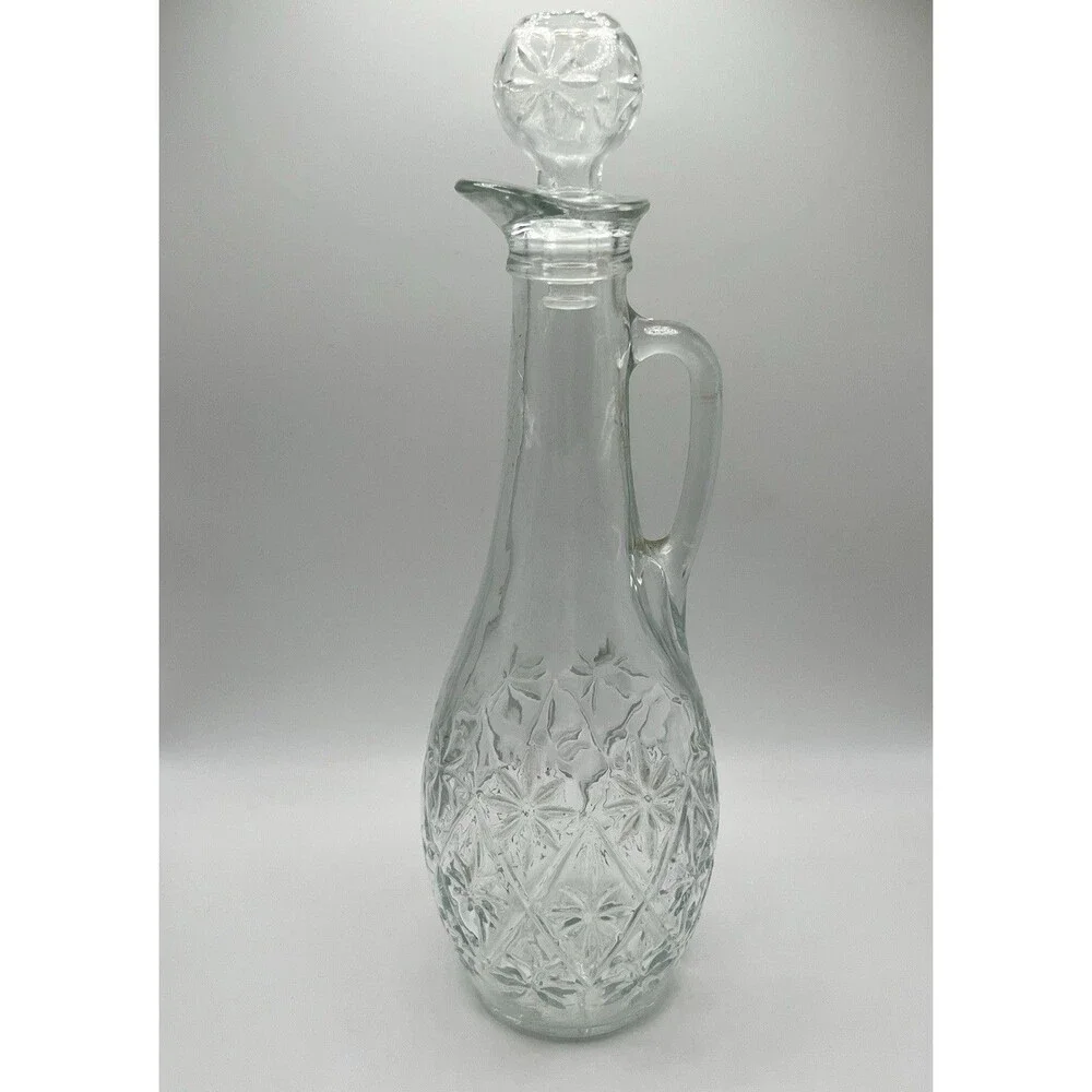 Vintage Indiana Glass Decanter Starburst Diamond Pattern USA 1960s - Picture 6 of 9